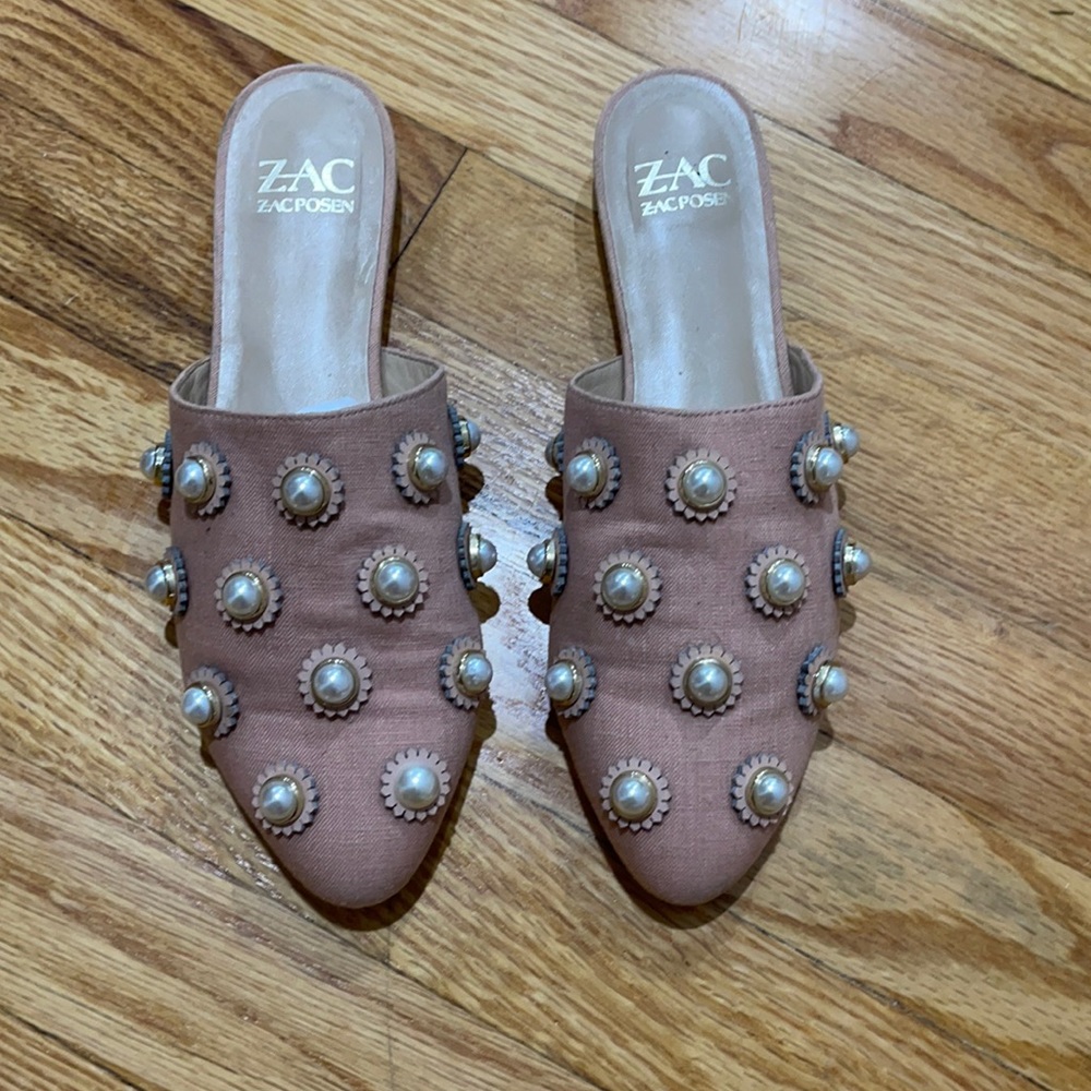 ZAC Zac Posen pink pearl mules